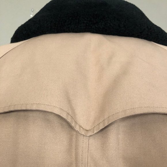 Eddie Bauer Women's 80s Goose Down Lined M Trench Coat Faux Sheepskin Collar EXC - Picture 3 of 10